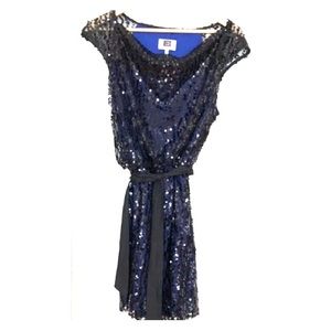 NWT Laundry Sapphire and Black Sequin Dress